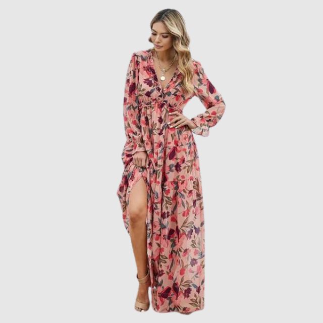 Floral Print Chiffon Maxi Dress
