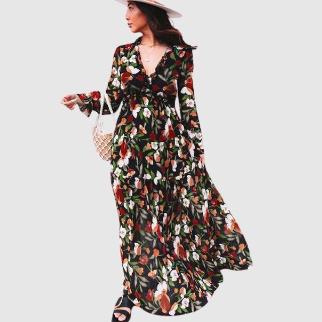 Floral Print Chiffon Maxi Dress