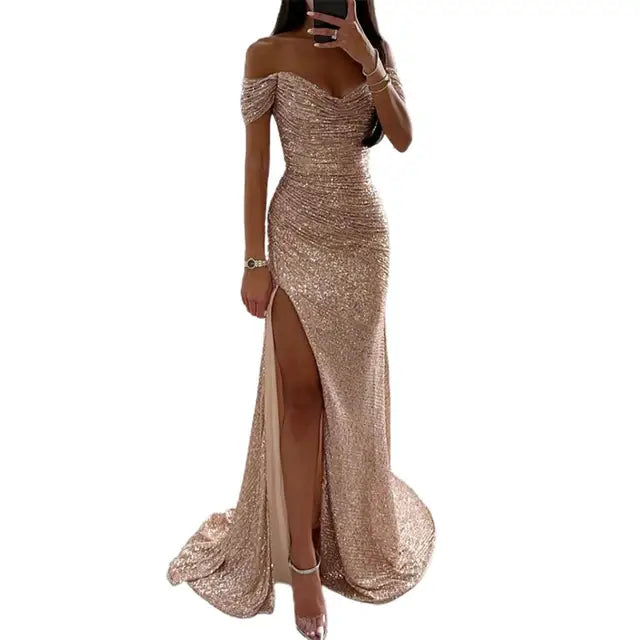 Chic V-Neck Evening Gown