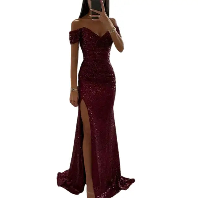 Chic V-Neck Evening Gown