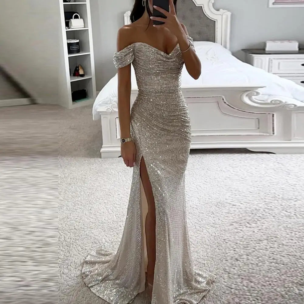 Chic V-Neck Evening Gown