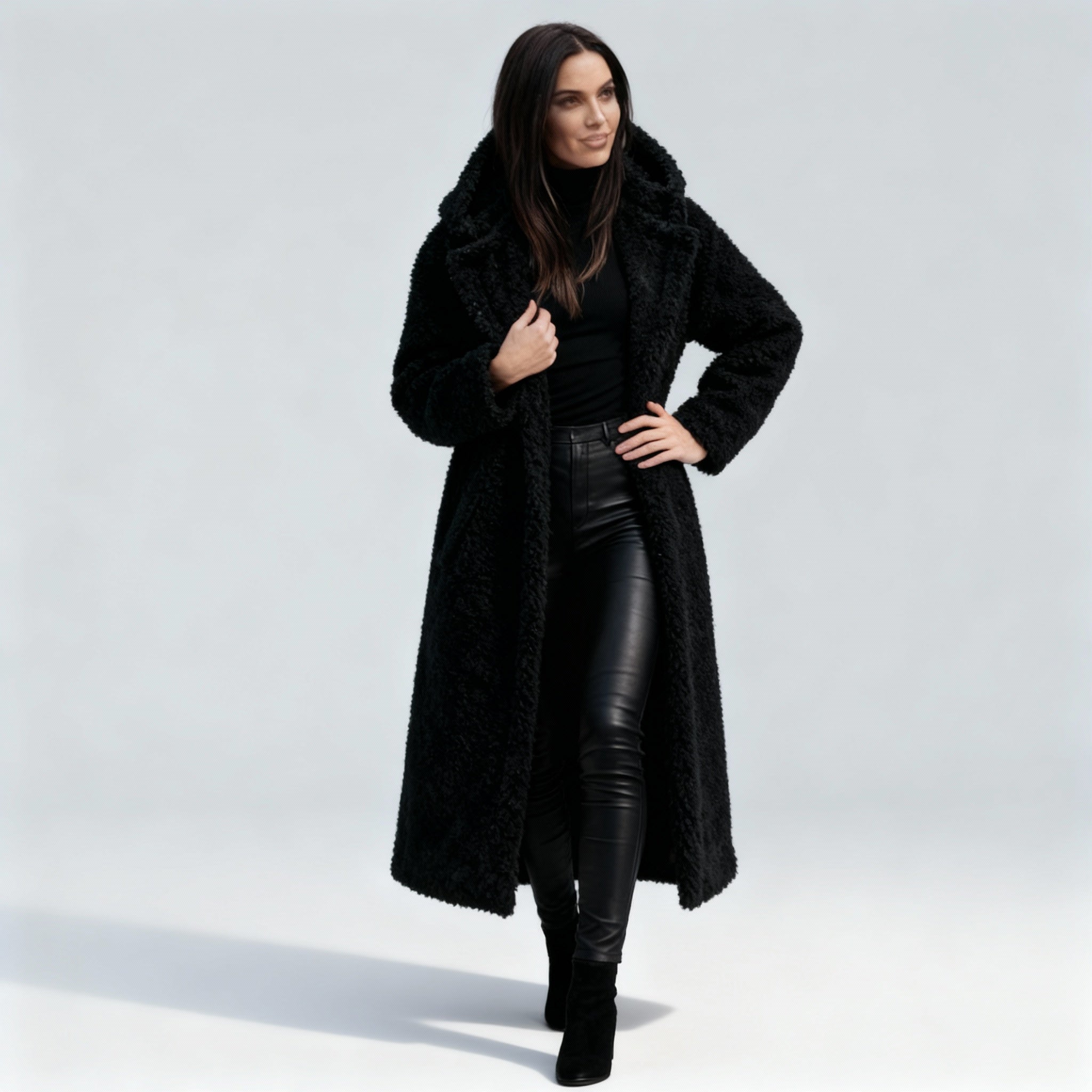 Stylish Long Plush Fleece Coat for Women