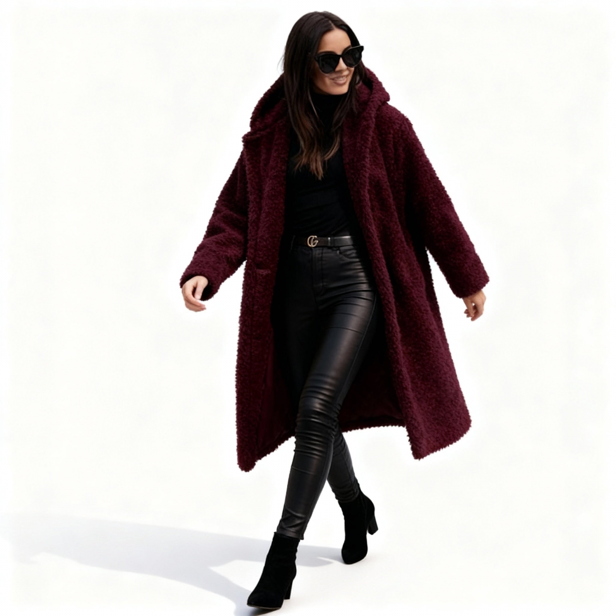 Stylish Long Plush Fleece Coat for Women