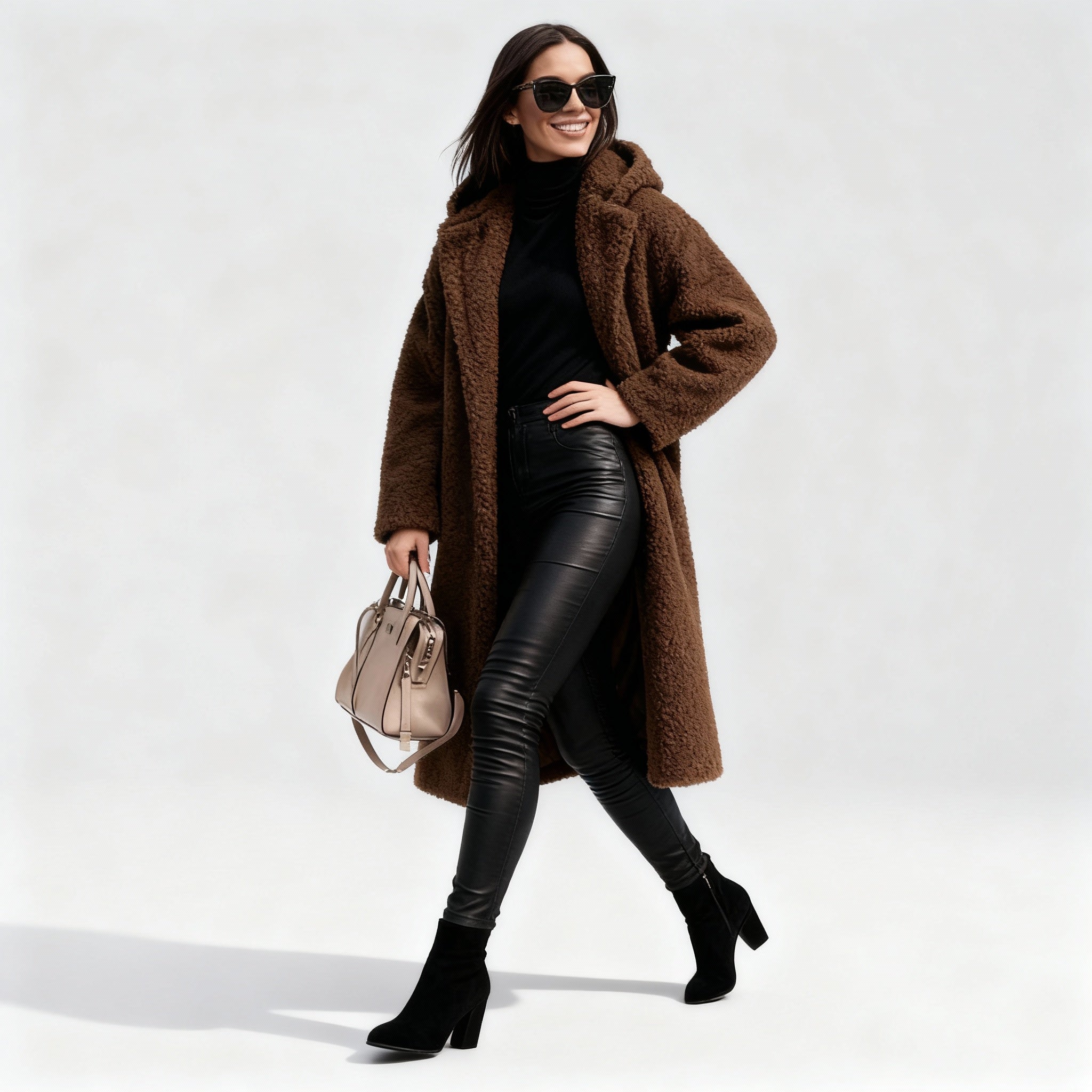 Stylish Long Plush Fleece Coat for Women