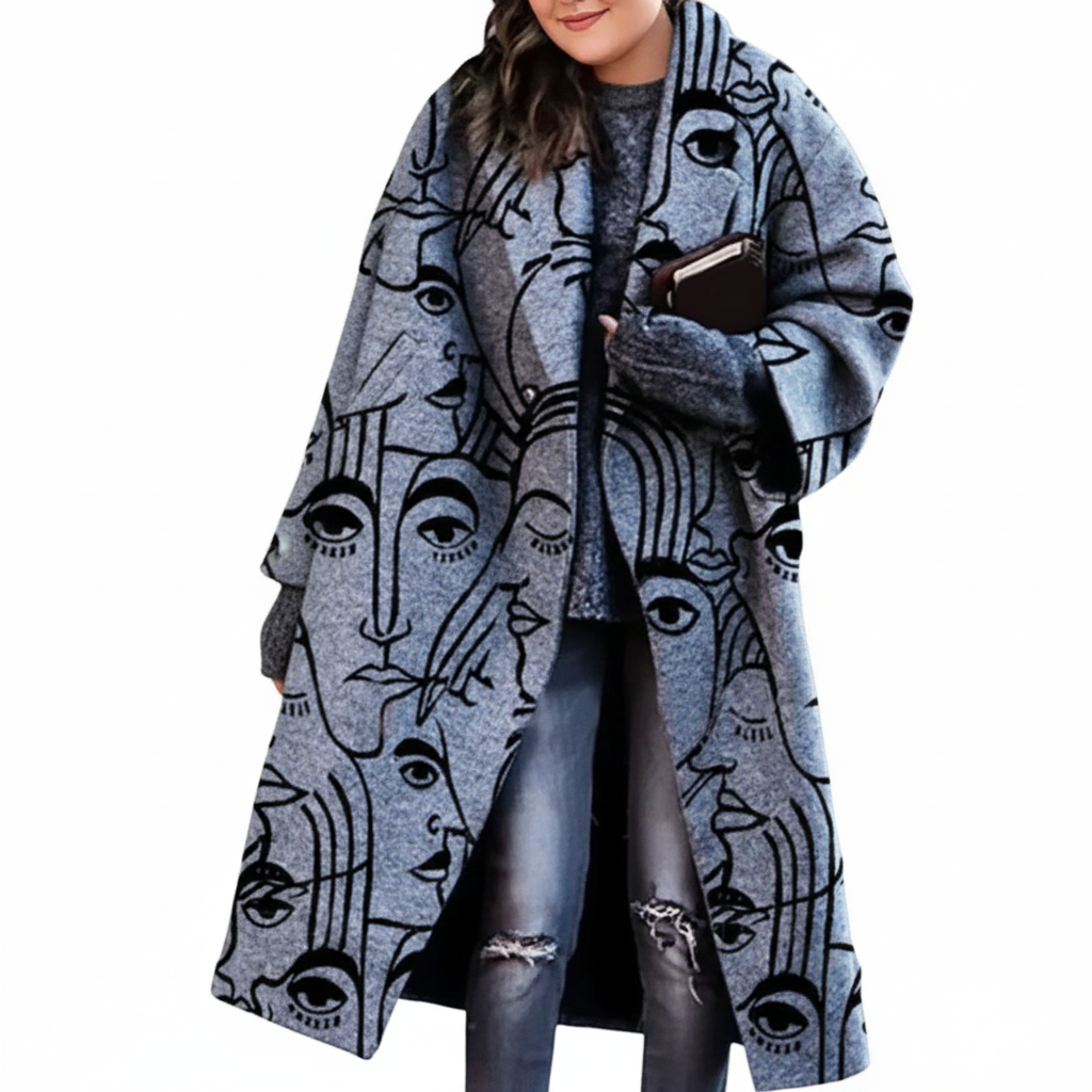 Plus Size Women's Long Wool Coat