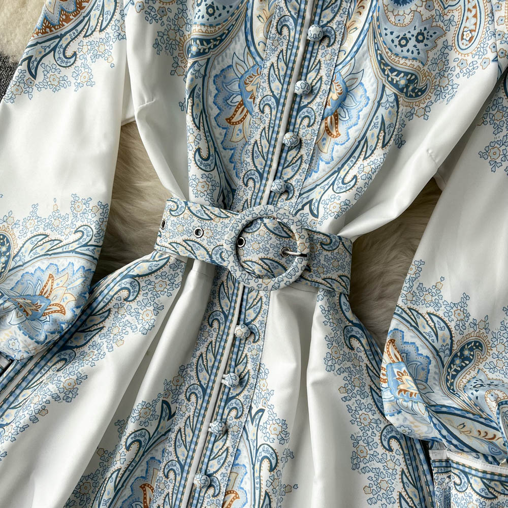 Floral A-Line Dress with Belted Waist Detail