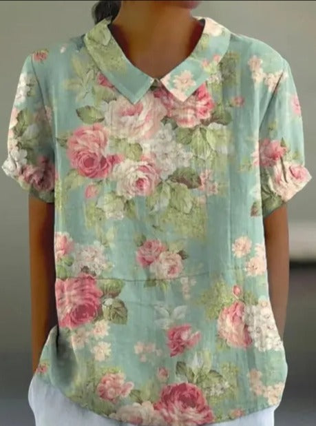 Floral Print Cotton Blouse