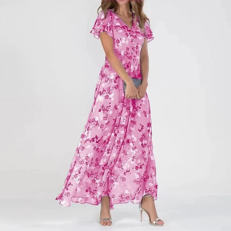 Graceful Floral Chiffon Gown
