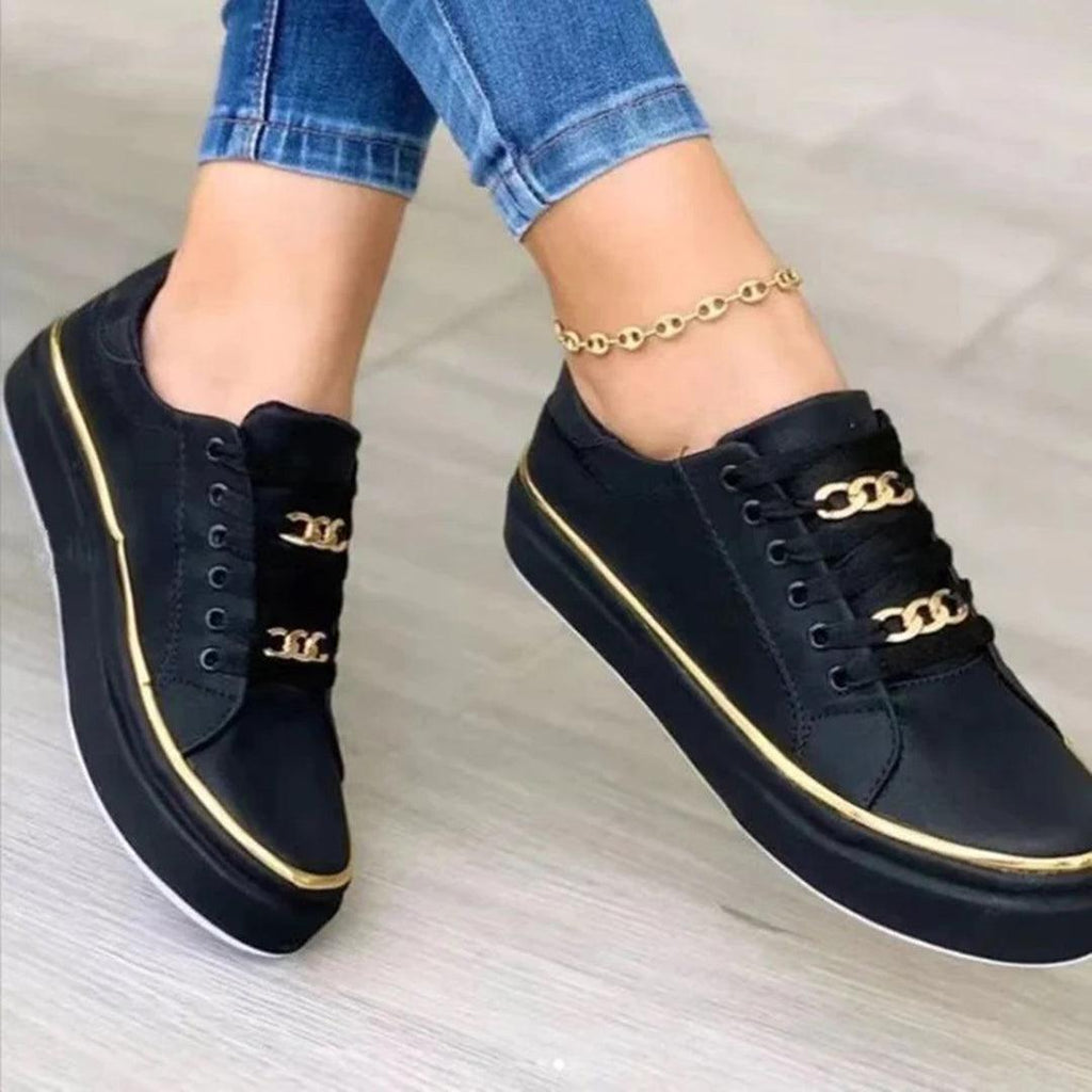 Chic Women's Sneakers Featuring Gold Details