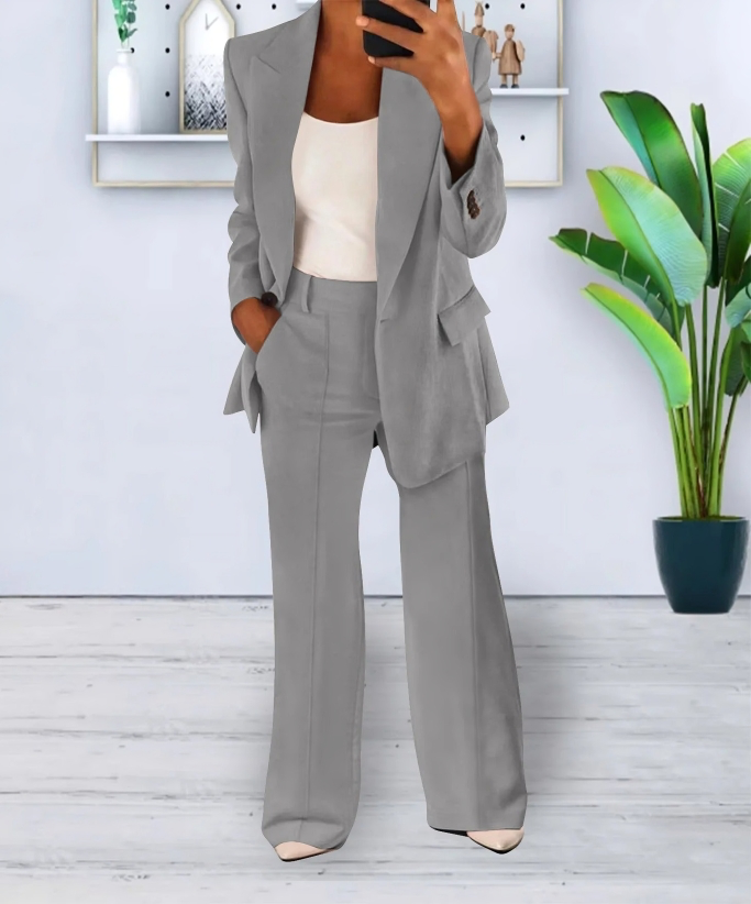 Blazer and Wide-Leg Trouser Ensemble
