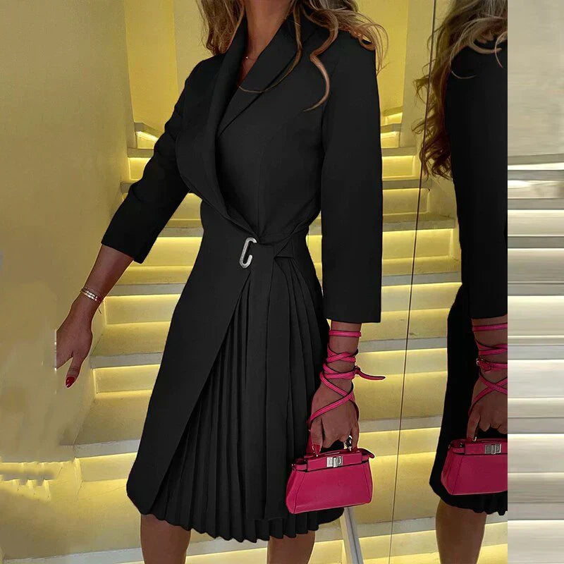 Chic Notched Collar Blazer Dress